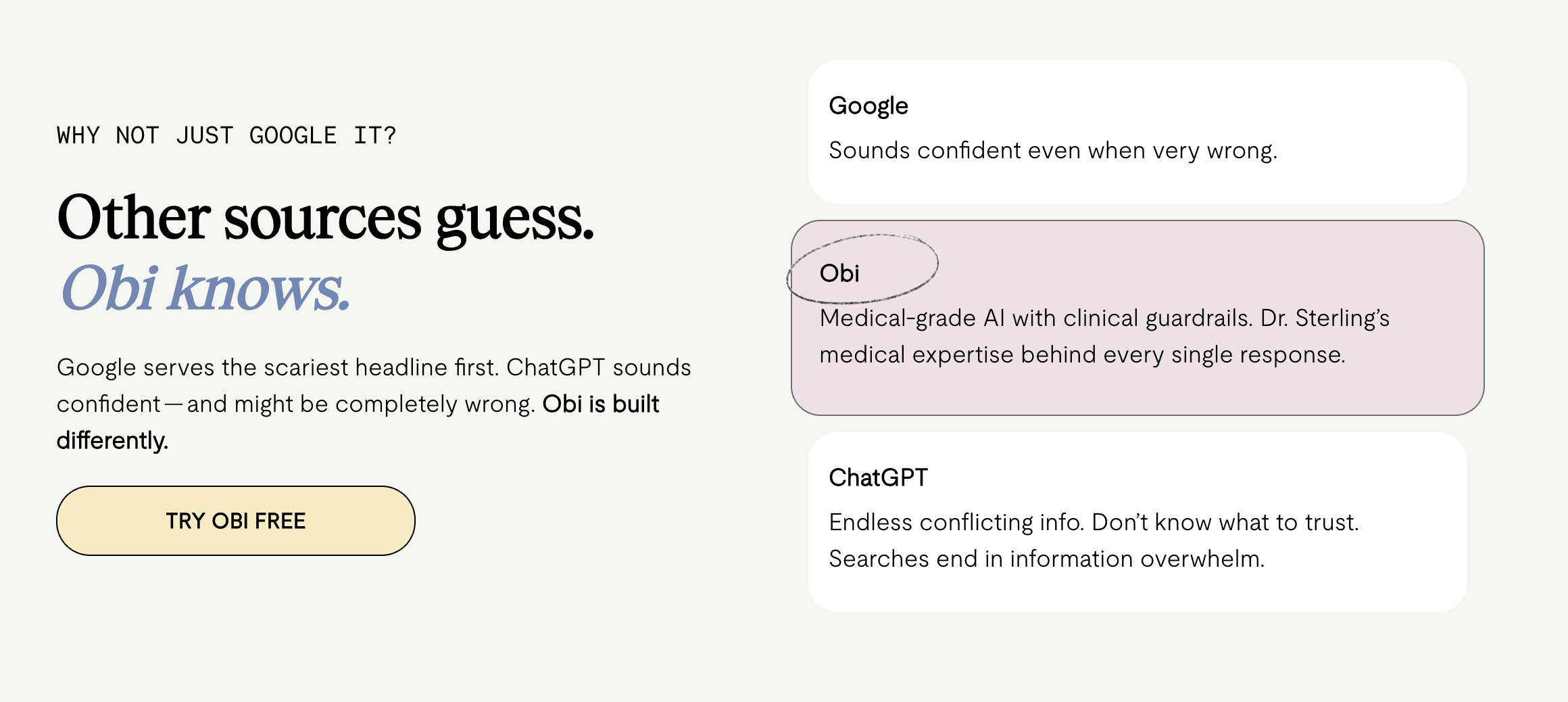 Other sources guess. Obi knows. — comparing Google, Obi, and ChatGPT for pregnancy questions